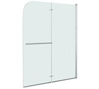 vidaXL Folding Shower Enclosure with Towel Bar - 2-Panel Design, ESG (Single-Layer Safety Glass), Adjustable Width (120-121cm), Chrome-Plated Profiles, 6mm Glass Thickness