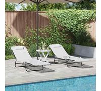 Folding Sun Lounger Folding Textilene Outdoor Chair Garden Recliner vidaXL