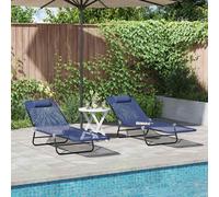 vidaXL Folding Sun Lounger 2 pcs Navy 182 x 55 x 85.5cm Textilene