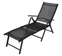 vidaXL Folding Sun Lounger Aluminium 178x63.5x96 cm Black Outdoor Garden Bed