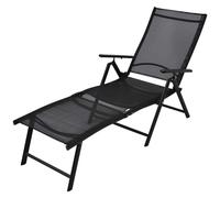vidaXL Folding Sun Lounger Aluminium 178x63.5x96 cm Black Outdoor Garden Bed