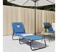 vidaXL Folding Sun Lounger Blue Oxford Fabric&Powder-coated Steel, Blue
