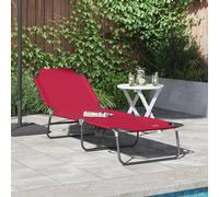 vidaXL Folding Sun Lounger Folding 1-person Red 56 x 189 x 87cm Fabric