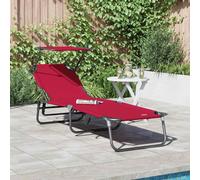 vidaXL Folding Sun Lounger Folding 1-person Red 56 x 190 x 81cm Fabric