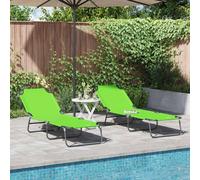 vidaXL Folding Sun Lounger Folding 2 pcs Green 56 x 189 x 87cm Fabric