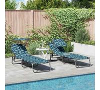 vidaXL Folding Sun Lounger Folding 2 pcs Green 56 x 190 x 81cm Fabric