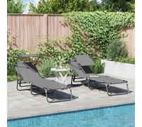 Folding Sun Lounger Folding Oxford Outdoor Recliner Adjustable Patio vidaXL