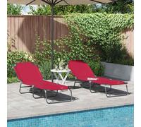 vidaXL Folding Sun Lounger Folding 2 pcs Red 56 x 189 x 87cm Fabric