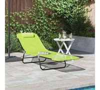 vidaXL Folding Sun Lounger Folding Green 182 x 55 x 85.5cm Metal