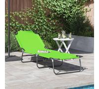vidaXL Folding Sun Lounger Folding Green 56 x 189 x 87cm Fabric