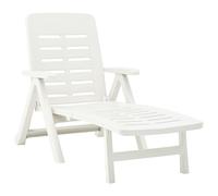 Folding Sun Lounger Plastic White