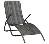 Vidaxl Folding Sun Lounger Poly Rattan Grey