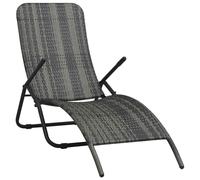 vidaXL Folding Sun Lounger Poly Rattan Grey UK