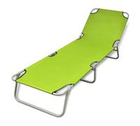 vidaXL Folding Sun Lounger Powder-coated Steel Apple Green