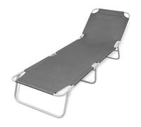 vidaXL Folding Sun Lounger Powder-coated Steel Black