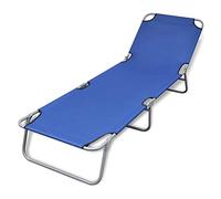 Foldable Sun Lounger with Adjustable Backrest Blue