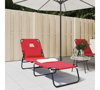 vidaXL Folding Sun Lounger Red Oxford Fabric&Powder-coated Steel