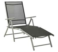 Folding Sun Lounger Textilene and Aluminium Black and Silver