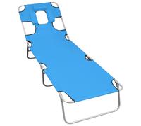 vidaXL Folding Sun Lounger with Head Cushion Steel Turqoise Blue
