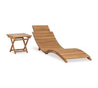 vidaXL Folding Sun Lounger with Table Solid Teak Wood UK