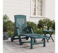 vidaXL Folding Sun Lounger with Wheels Green PP UK NEW