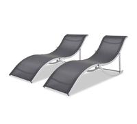 vidaXL Folding Sun Loungers 2 pcs Aluminium and Textilene UK HOT
