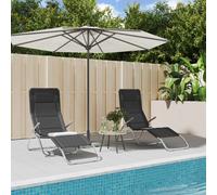 Folding Sun Loungers Sun Bed 2 pcs Textilene and Powder-coated Steel vidaXL