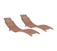 vidaXL Folding Sun Loungers 2 pcs Solid Teak Wood UK