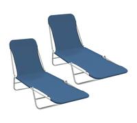 vidaXL Folding Sun Loungers 2 pcs Steel and Fabric Blue