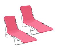 vidaXL Folding Sun Loungers 2 pcs Steel and Fabric Pink