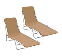 vidaXL Folding Sun Loungers 2 pcs Steel and Fabric Taupe