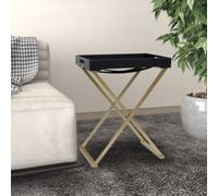 vidaXL Folding Table Gold and Black MDF Home Side Sofa Tea End Accent Table