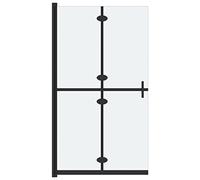 vidaXL Folding Walk-in Shower Wall, Black Aluminium Frame, Frosted ESG Glass, 120x190 cm - Minimalist Design for Modern Bathrooms