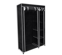 vidaXL Folding Wardrobe in Black - 110x45x175 cm | Portable Fabric Wardrobe for Bedroom, Camp | Steel-tube Frame Wardrobe | Dust-proof Cover Wardrobe | Easy Assembly and Space-saving Design