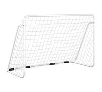 vidaXL Football Goal - Adult & Kids Outdoor Game Goal Post with Weather-Resistant Polyester Net, Powder-Coated Steel Frame, Stability Pegs - White - 180x90x120 cm