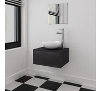vidaXL Bathroom Furniture Set 4 Piece with Basin with Tap Black Home Cabinet
