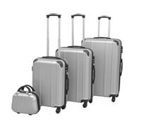 vidaXL Four Piece Hardcase Trolley Set Silver