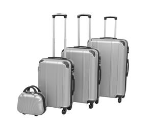 vidaXL Four Piece Hardcase Trolley Set Silver