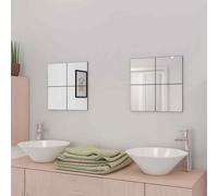 vidaXL Frameless Mirror Tiles Glass 16 Pcs 20.5 cm, Silver