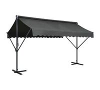 Free Standing Awning 4x3m Blue White Polyester Fabric Steel Frame Anthracite Sun