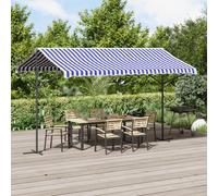 vidaXL Free Standing Awning Blue and White 400x300 cm Fabric and Steel