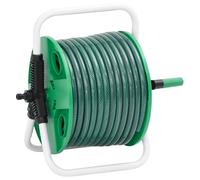 vidaXL Free Standing Green Hose Reel with 20 m Hose PVC