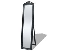 vidaXL Free-Standing Mirror Baroque Style 160x40 cm Black Makeup Looking Glass v