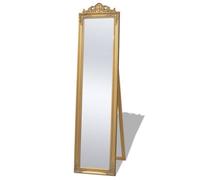 vidaXL Free-Standing Mirror, Full-Length, Decorative Baroque Style, Gold Coloured Frame, Elegant Indoor Decor for Hallway, Bedroom, Dressing Room
