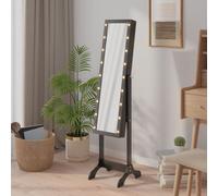 vidaXL Free-Standing Mirror with LED Black 34x37x146 cm