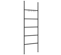 vidaXL Free Standing Towel Rack Ladder, Black Iron, 5 Tier Storage Solution with Movable Hooks, Suitable for Bathroom, Living Room, Compact Design, 58x175 cm.