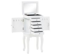 vidaXL Free Standing White Jewelry Cabinet MDF & Pine, 57 cm High, 27 x 20 x 57 cm, Easy to Assemble