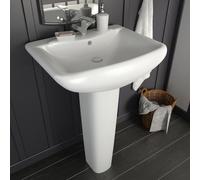 vidaXL Freestanding Basin with Pedestal Ceramic White 580x470x200mm Wash Sink