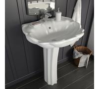 vidaXL Freestanding Basin with Pedestal Ceramic White 580x510x200mm Wash Sink
