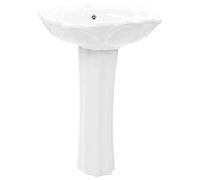 vidaXL Freestanding Basin with Pedestal Ceramic White 580x510x200mm Wash Sink